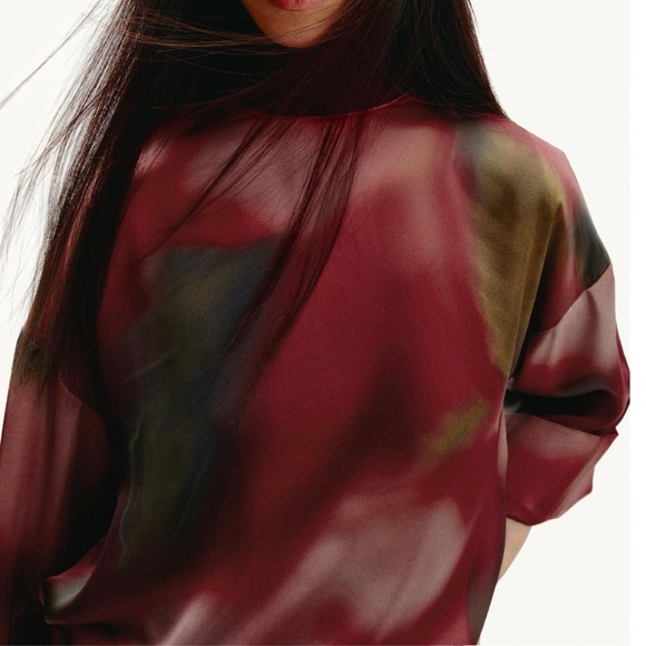 NWT Womens Zara satin effect tie dye blouse size XL - Picture 1 of 9